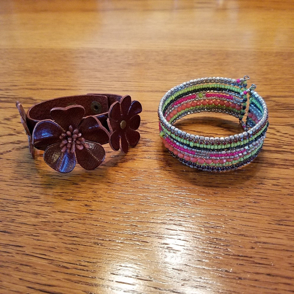 Maurices Flower and Cuffed multi colored Bracelet Lot of 2